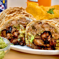 Burrito stuffed with carne asada