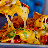 Cheesy nachos close-up